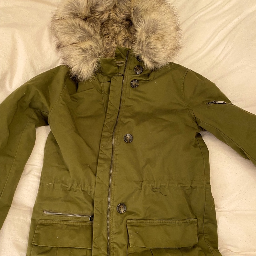 Topshop Tall Green Coat. New with tags, size 4.